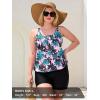 Ocean Blues Women’s Plus Size Tankini Top Only Loose Fit Blouson Tankini Bathing Suit Top(Coconut Tree)