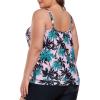 Ocean Blues Women’s Plus Size Tankini Top Only Loose Fit Blouson Tankini Bathing Suit Top(Coconut Tree)