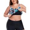 Ocean Blues Women’s Plus Size Tankini Top Only Loose Fit Blouson Tankini Bathing Suit Top(Coconut Tree)
