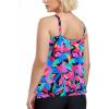 Ocean Blues Women’s Plus Size Tankini Top Only Loose Fit Blouson Tankini Bathing Suit Top(Colorful Leaves)