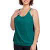 Ocean Blues Women’s Plus Size Tankini Top Only Loose Fit Blouson Tankini Bathing Suit Top(Dark Teal)