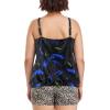 Ocean Blues Women’s Plus Size Tankini Top Only Loose Fit Blouson Tankini Bathing Suit Top(Feather Print)
