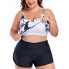Ocean Blues Women’s Plus Size Tankini Top Only Loose Fit Blouson Tankini Bathing Suit Top(Floral Print)