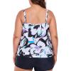 Ocean Blues Women’s Plus Size Tankini Top Only Loose Fit Blouson Tankini Bathing Suit Top(Floral Print)