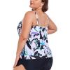 Ocean Blues Women’s Plus Size Tankini Top Only Loose Fit Blouson Tankini Bathing Suit Top(Floral Print)