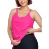 Ocean Blues Women’s Plus Size Tankini Top Only Loose Fit Blouson Tankini Bathing Suit Top(Hot Pink)
