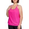 Ocean Blues Women’s Plus Size Tankini Top Only Loose Fit Blouson Tankini Bathing Suit Top(Hot Pink)