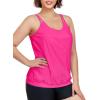 Ocean Blues Women’s Plus Size Tankini Top Only Loose Fit Blouson Tankini Bathing Suit Top(Hot Pink)
