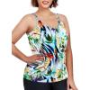 Ocean Blues Women’s Plus Size Tankini Top Only Loose Fit Blouson Tankini Bathing Suit Top(Leaf Print)