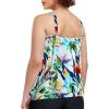 Ocean Blues Women’s Plus Size Tankini Top Only Loose Fit Blouson Tankini Bathing Suit Top(Leaf Print)