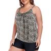 Ocean Blues Women’s Plus Size Tankini Top Only Loose Fit Blouson Tankini Bathing Suit Top(Leopard)