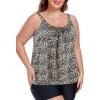 Ocean Blues Women’s Plus Size Tankini Top Only Loose Fit Blouson Tankini Bathing Suit Top(Leopard)
