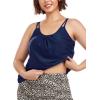 Ocean Blues Women’s Plus Size Tankini Top Only Loose Fit Blouson Tankini Bathing Suit Top(Navy Blue)