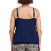 Ocean Blues Women’s Plus Size Tankini Top Only Loose Fit Blouson Tankini Bathing Suit Top(Navy Blue)