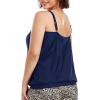Ocean Blues Women’s Plus Size Tankini Top Only Loose Fit Blouson Tankini Bathing Suit Top(Navy Blue)