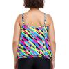 Ocean Blues Women’s Plus Size Tankini Top Only Loose Fit Blouson Tankini Bathing Suit Top(Neon Striped)