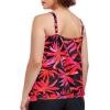 Ocean Blues Women’s Plus Size Tankini Top Only Loose Fit Blouson Tankini Bathing Suit Top(Red Leaves)