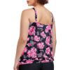 Ocean Blues Women’s Plus Size Tankini Top Only Loose Fit Blouson Tankini Bathing Suit Top(Rose Redbud)