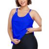 Ocean Blues Women’s Plus Size Tankini Top Only Loose Fit Blouson Tankini Bathing Suit Top(Royal Blue)