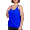 Ocean Blues Women’s Plus Size Tankini Top Only Loose Fit Blouson Tankini Bathing Suit Top(Royal Blue)