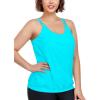 Ocean Blues Women’s Plus Size Tankini Top Only Loose Fit Blouson Tankini Bathing Suit Top(Sky Blue)