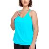 Ocean Blues Women’s Plus Size Tankini Top Only Loose Fit Blouson Tankini Bathing Suit Top(Sky Blue)