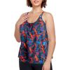 Ocean Blues Women’s Plus Size Tankini Top Only Loose Fit Blouson Tankini Bathing Suit Top(Strelitzia)