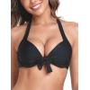 Ocean Blues Women’s Push Up Bikini Top Halter Swimsuit Top(Black)