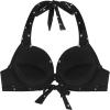 Ocean Blues Women’s Push Up Bikini Top Halter Swimsuit Top(Black Polka Dot)
