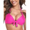 Ocean Blues Women’s Push Up Bikini Top Halter Swimsuit Top(Hot Pinkl)