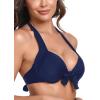 Ocean Blues Women’s Push Up Bikini Top Halter Swimsuit Top(Navy Blue)