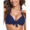 Ocean Blues Women’s Push Up Bikini Top Halter Swimsuit Top(Navy Blue)