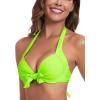 Ocean Blues Women’s Push Up Bikini Top Halter Swimsuit Top(Neon Green)