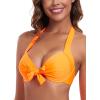 Ocean Blues Women’s Push Up Bikini Top Halter Swimsuit Top(Neon Orange)