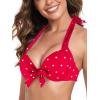 Ocean Blues Women’s Push Up Bikini Top Halter Swimsuit Top(Red Polka Dot)