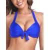 Ocean Blues Women’s Push Up Bikini Top Halter Swimsuit Top(Royal Blue)
