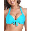 Ocean Blues Women’s Push Up Bikini Top Halter Swimsuit Top(Sky Blue)