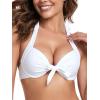 Ocean Blues Women’s Push Up Bikini Top Halter Swimsuit Top(White)