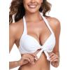 Ocean Blues Women’s Push Up Bikini Top Halter Swimsuit Top(White)
