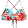 Ocean Blues Women’s Push Up Molded Cup Bikini Top with Twist Front, Underwire, Cross Back(Blue Floral)