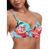 Ocean Blues Women’s Push Up Molded Cup Bikini Top with Twist Front, Underwire, Cross Back(Blue Floral)