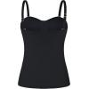 Ocean Blues Women’s Strapless Bandeau Swimsuit Top Ruched Tummy Control Tankini Top Only(Black)