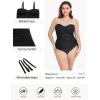 Ocean Blues Women’s Strapless Bandeau Swimsuit Top Ruched Tummy Control Tankini Top Only(Black)