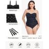 Ocean Blues Women’s Strapless Bandeau Swimsuit Top Ruched Tummy Control Tankini Top Only(Black Polka Dot)