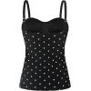 Ocean Blues Women’s Strapless Bandeau Swimsuit Top Ruched Tummy Control Tankini Top Only(Black Polka Dot)