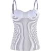 Ocean Blues Women’s Strapless Bandeau Swimsuit Top Ruched Tummy Control Tankini Top Only(Black Striped)