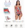 Ocean Blues Women’s Strapless Bandeau Swimsuit Top Ruched Tummy Control Tankini Top Only(Blue Floral)