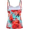 Ocean Blues Women’s Strapless Bandeau Swimsuit Top Ruched Tummy Control Tankini Top Only(Blue Floral)