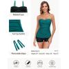 Ocean Blues Women’s Strapless Bandeau Swimsuit Top Ruched Tummy Control Tankini Top Only(Dark Teal)