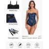 Ocean Blues Women’s Strapless Bandeau Swimsuit Top Ruched Tummy Control Tankini Top Only(Feather Print)